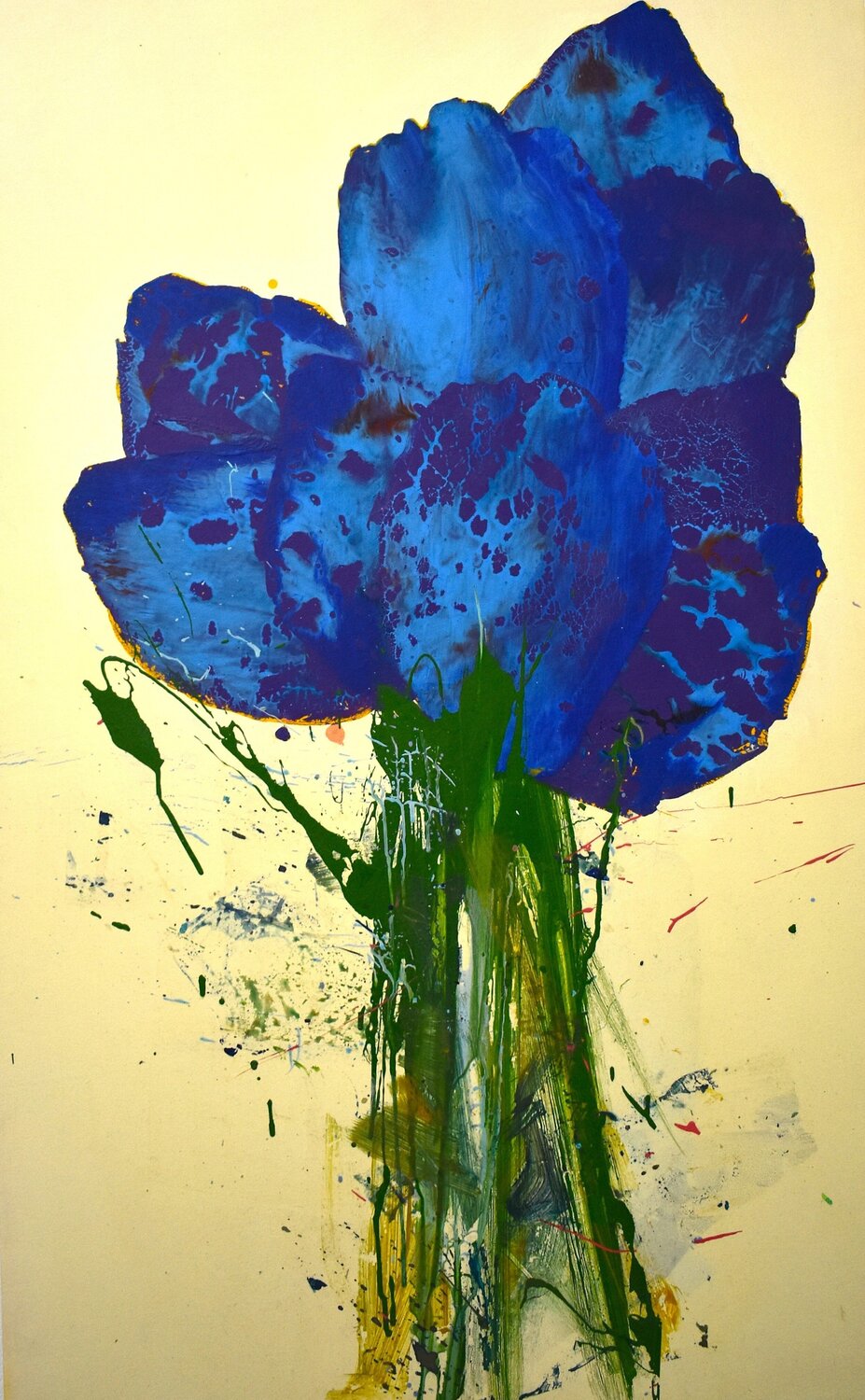 Big Blue Flowers Cristina Jardanovsky Original painting for sale