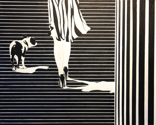 Dame mit Hund van Margit Schick, Schilderij te koop op Singulart