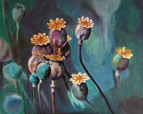 Mohnkapseln de Margit Schick, Pintura a la venta en Singulart