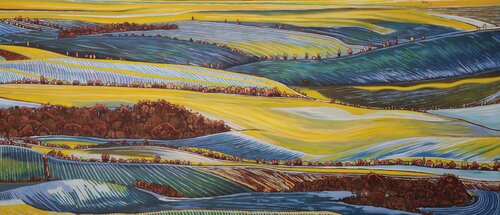 Rolling Hills #34, oil on canvas, 70x160 cm by Leo Joseph, Painting for Sale on Singulart