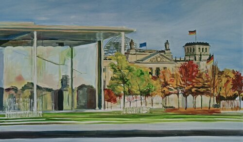 Reichstagsgebäude mit PLH im Herbst von Web.Lisaschoefer@Gmail.Com Schoefer, Malerei kaufen auf Singulart
