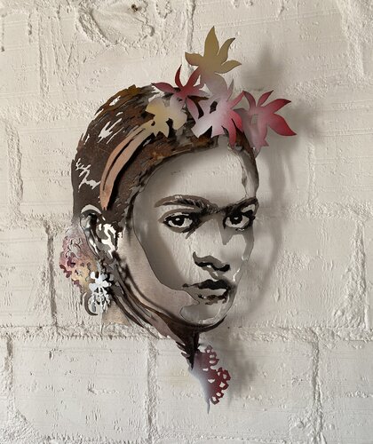 Frida Kahlo Metal 3D Portrait by Frédéric Daty, 雕塑 for Sale on Singulart