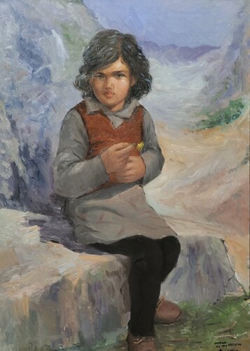 Bimba con il fiore in mano von Emilio Ventura, Malerei kaufen auf Singulart