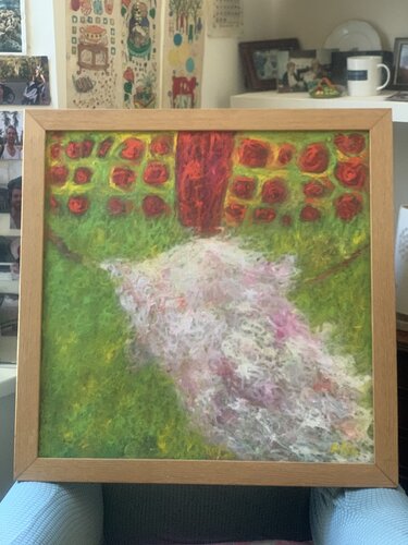 Cheerful Little Sheet on a Washing Line par Kisa Gallaugher, Peinture en vente sur Singulart