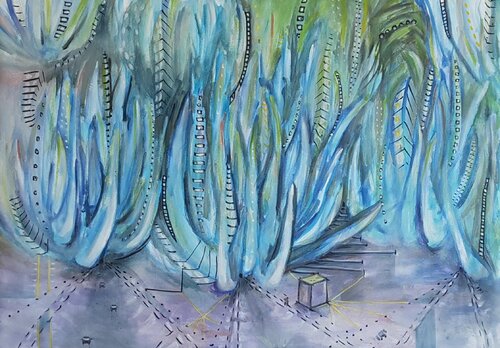Blue Chalksticks by CATALINA CORTES, Painting for Sale on Singulart