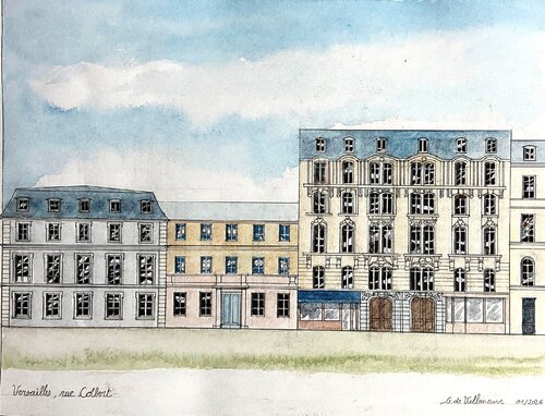 Versailles -rue Colbert von Gwenaël de Villeneuve, Malerei kaufen auf Singulart