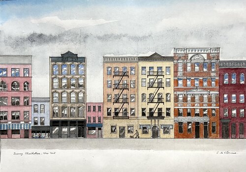 Bowery Manhattan by Gwenaël de Villeneuve, Work on Paper for Sale on Singulart