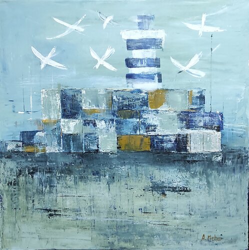 Quai bleu von Adeline METRO, Malerei kaufen auf Singulart