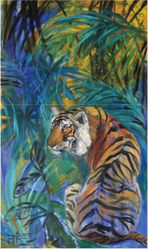 Tiger in Blue van Johanna Furst, Schilderij te koop op Singulart