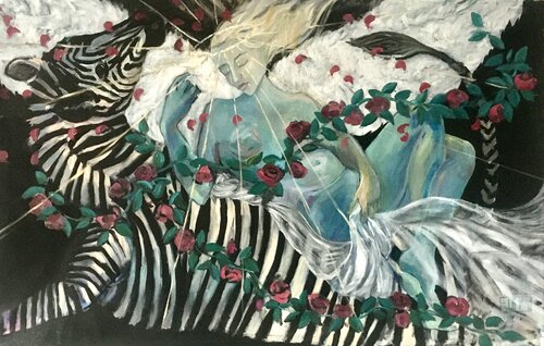 The Angel and the Zebra par Johanna Furst, Peinture en vente sur Singulart
