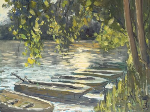 “Still Waters of the Old Rhine” von Bernd Weber, Malerei kaufen auf Singulart
