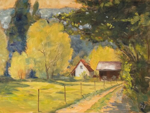 “Golden Morning in the Valley” di Bernd Weber, Pittura in vendita su Singulart