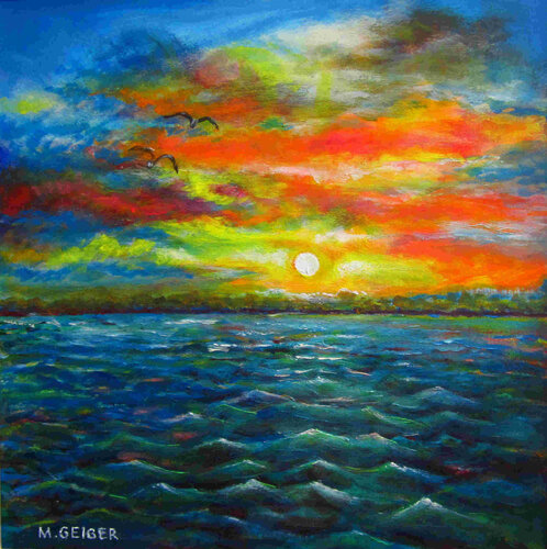 Fögel beim Sonnenaufgang 250 by Michael Pletinski, Painting for Sale on Singulart