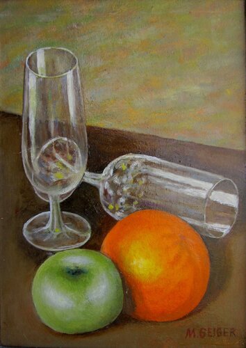 Apfel und Orange  104 de Michael Pletinski, Pintura a la venta en Singulart