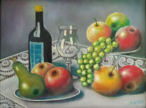 Obst und Wein  166 di Michael Pletinski, Pittura in vendita su Singulart