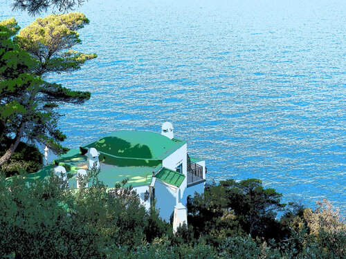 House with Sea View – Emerald Geometry von Natalie Truchsess, Fotografie kaufen auf Singulart