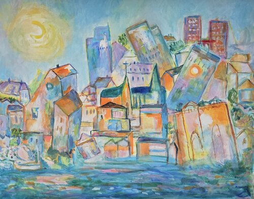 Oslo Harbour in Colours von Art Zarina Hagen, Malerei kaufen auf Singulart