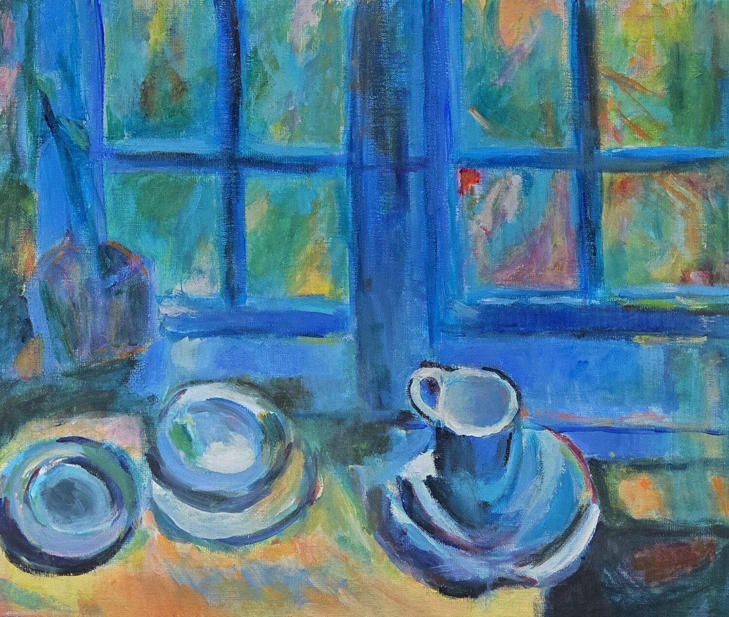 Blue kitchen after Ludvig Karsten Art Zarina Hagen Originalgemälde zu verkaufen