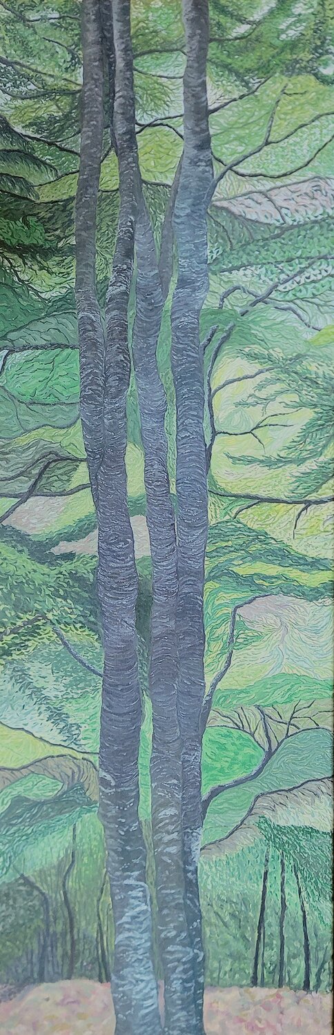 Les trois fayards Mollier-Rousseau Sophie Original painting for sale