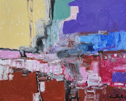 A town in Sri Lanka van Kushlani Jayasinha, Schilderij te koop op Singulart