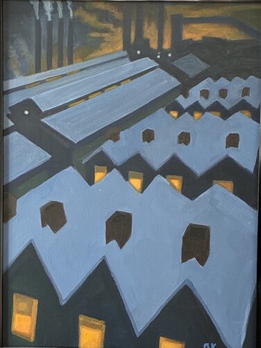 Steel Mill village di George Katich, Pittura in vendita su Singulart