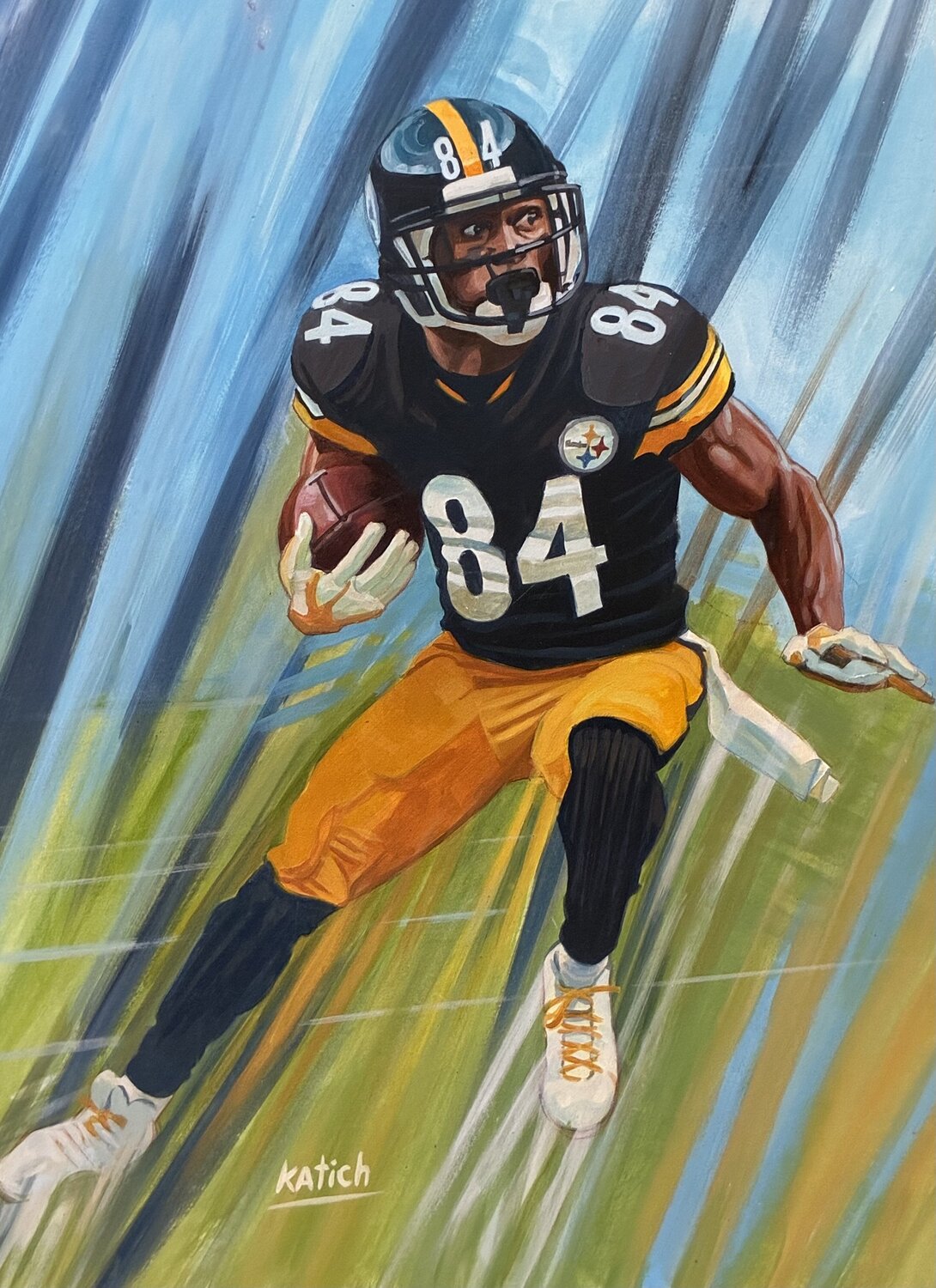 Antonio Brown, Wide Receiver, Pittsburgh Steelers George Katich Originalgemälde zu verkaufen