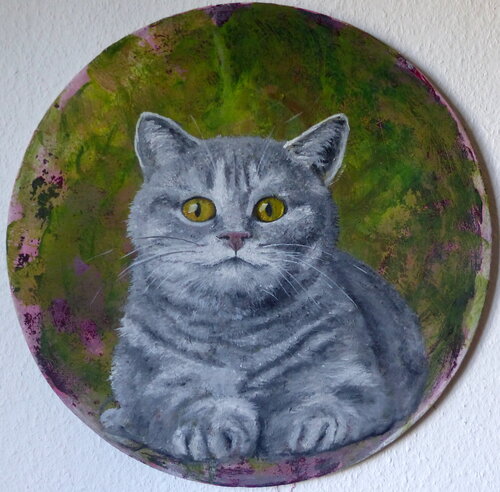 Miou, die Katze am Fenster par Sandra Fritz, Peinture en vente sur Singulart