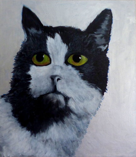 Felicette_Hommage an die Katze im All_H80B70_AcrylLw.2021 de Sandra Fritz, Pintura a la venta en Singulart