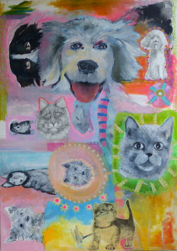 Chaos im Stickeralbum by Sandra Fritz, Painting for Sale on Singulart