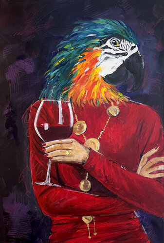 The Scarlet Attitude von Sherin Qadir, Malerei kaufen auf Singulart