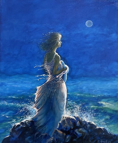 Luna blu 01 par Claudino Rossato, Peinture en vente sur Singulart