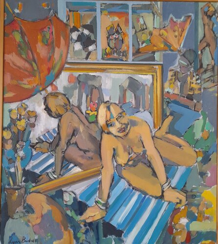 Les Parapluies de Camden van Lynn Bushell, Schilderij te koop op Singulart