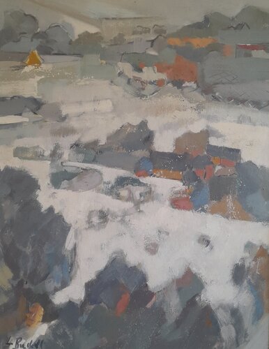 Farmhouses under Snow, Normandy de Lynn Bushell, Pintura a la venta en Singulart