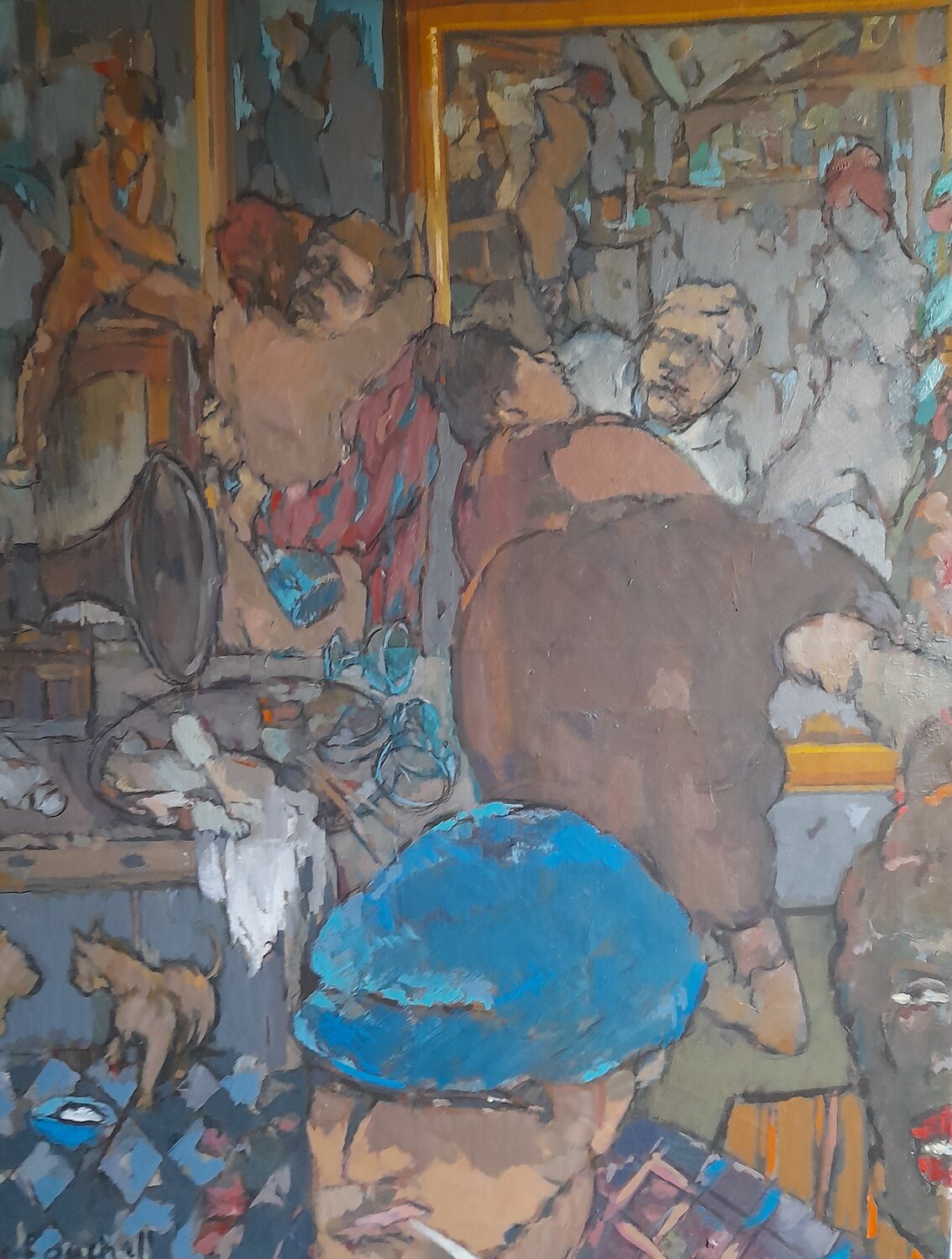 The Usual Friday Night Crowd Lynn Bushell Original painting for sale
