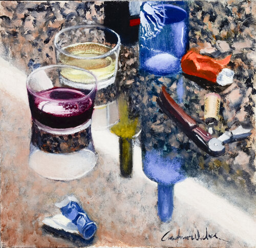 Reflection of Neon Light in Kitchen by Andrew Weber, Painting for Sale on Singulart