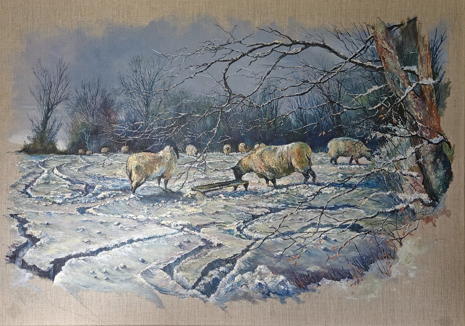 A BLANKET OF SNOW Janice Lightowler Peinture originale à vendre