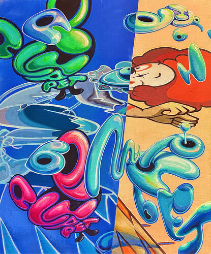 Mr.Alphapet 神気一点（Shinki-Itten） de Yumi Asaba, Pintura a la venta en Singulart