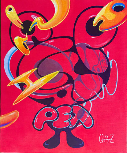 Mr.Alphapet  渦潮風月（Kachou-Fuugetsu） par Yumi Asaba, Peinture en vente sur Singulart