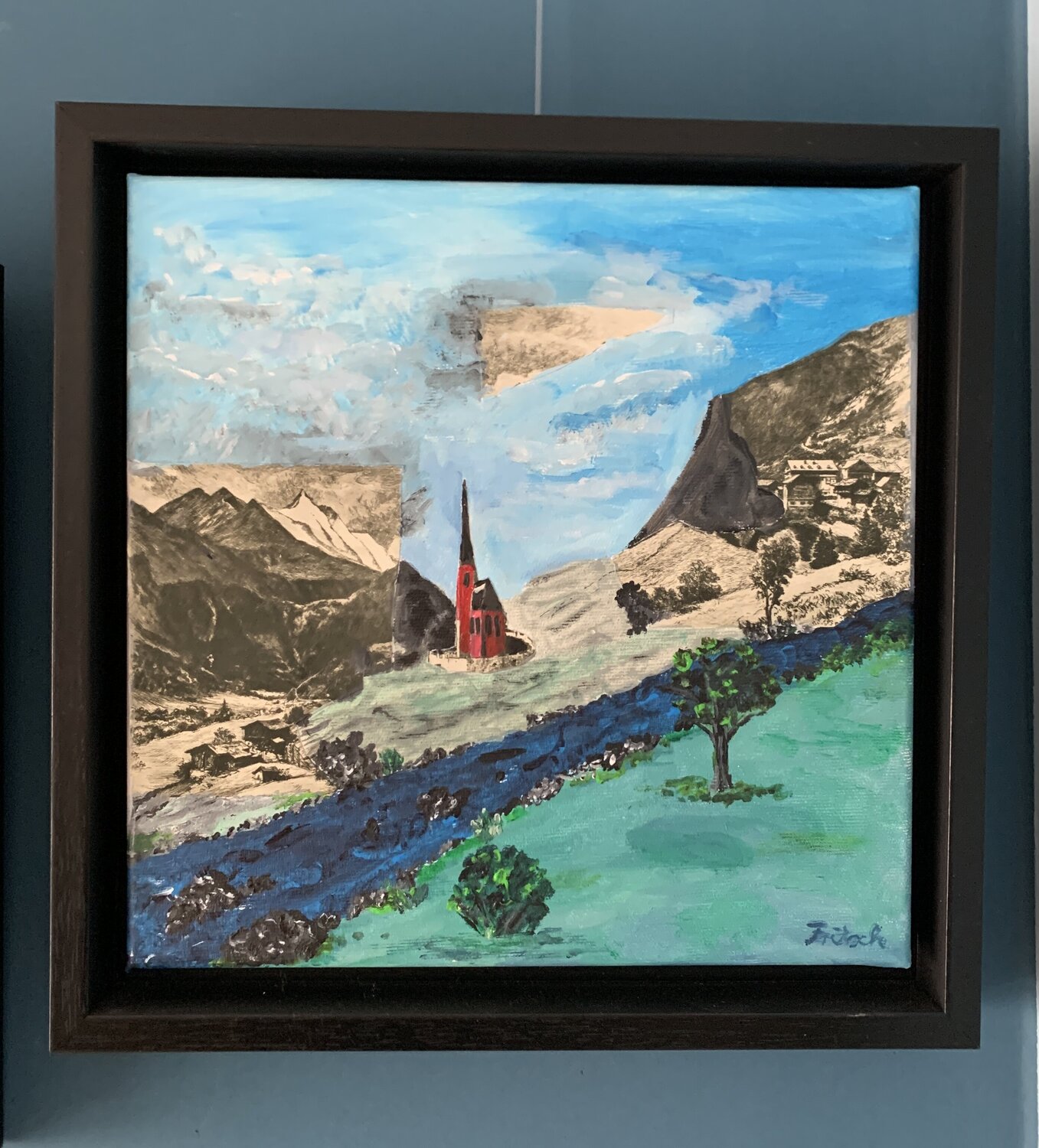 3 Generationen Bild Radierung/Acryl  Heiligenblut Susanne Fritsch Originalgemälde zu verkaufen