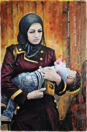 palestinian madonna , bethlehem, west jordan land, unterhalb der geburtskirche christi di Thomas Ruhl, Fotografia in vendita su Singulart