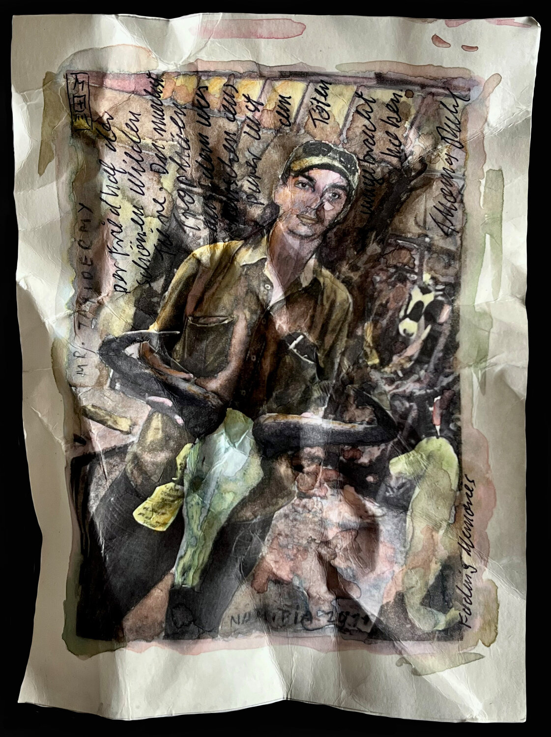 taxidermy man. namibia . fading memories series Thomas Ruhl Œuvre sur papier à vendre