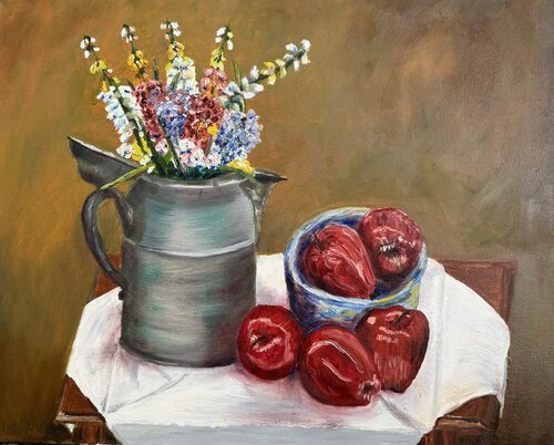 FLOWERS AND APPLES di Neal Benham, Pittura in vendita su Singulart