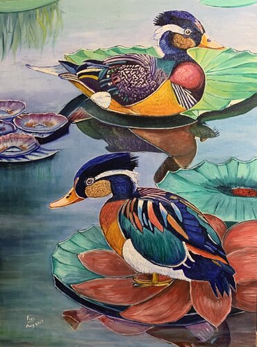 Mandarin Ducks by Fari Ali, Painting for Sale on Singulart