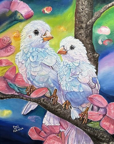 Tanimbar Corella Pair by Fari Ali, Painting for Sale on Singulart
