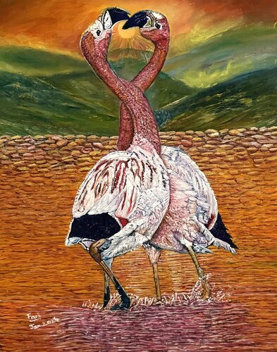 Romancing Flamingos von Fari Ali, Malerei kaufen auf Singulart
