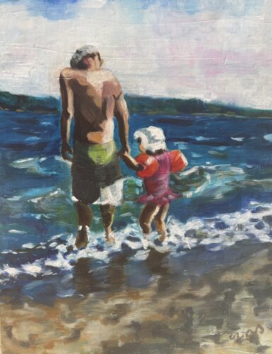Held and holding by Emilie VAS, 油畫 for Sale on Singulart