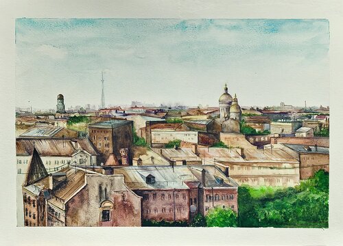 Panoramic view of the city von Lavi Li, Malerei kaufen auf Singulart