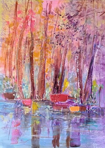 Les pieds dans l’eau,la tête en feu van Genevieve Turpin, Schilderij te koop op Singulart