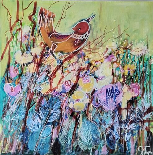 L’oiseau rouge von Genevieve Turpin, Malerei kaufen auf Singulart