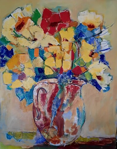 Le Pavot Rouge (The Red Poppy) V - Floraison Imaginaire (Imaginary Bloom) de Genevieve Turpin, Pintura a la venta en Singulart